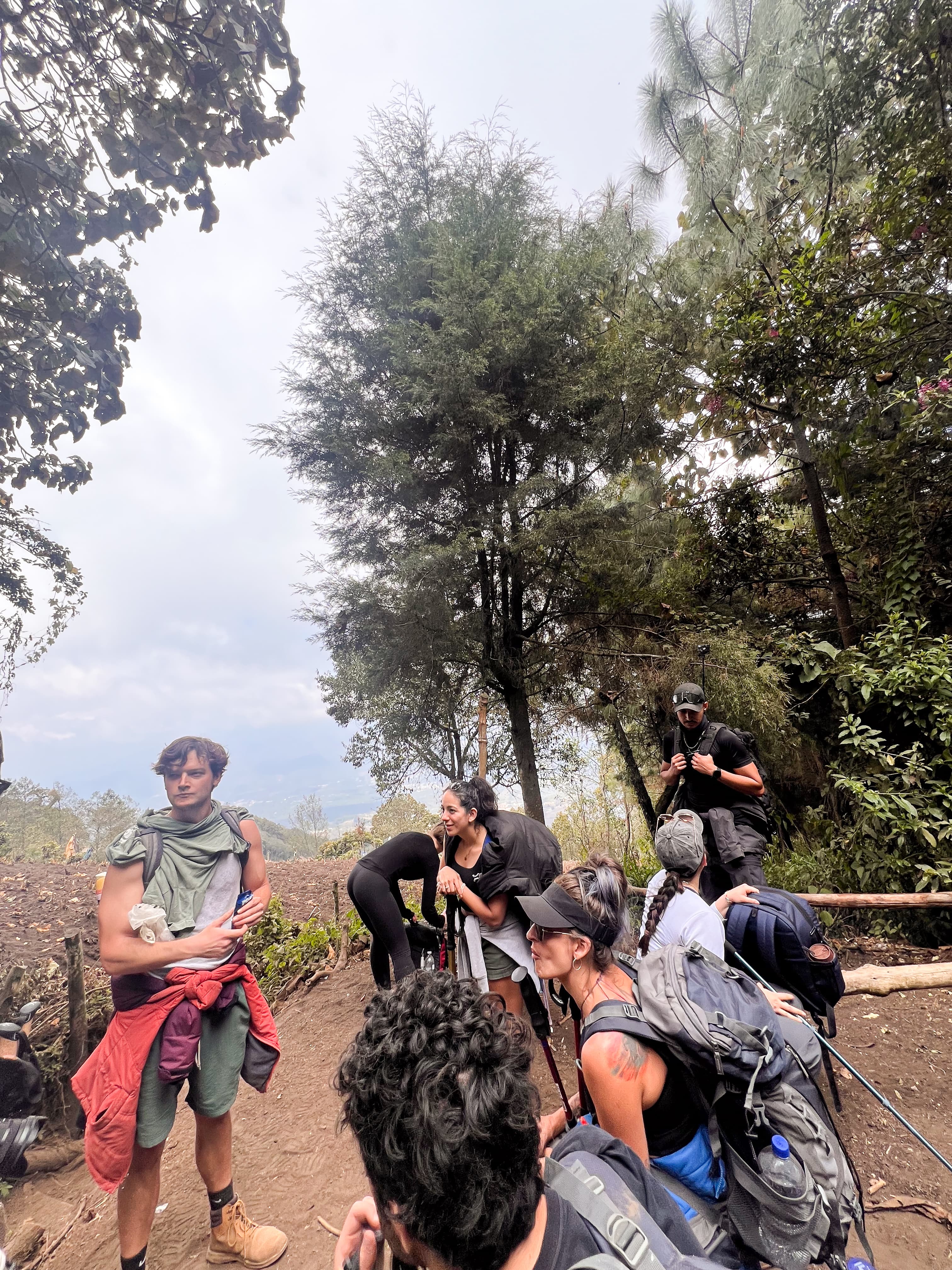 Group hikers on Acatenango volcano