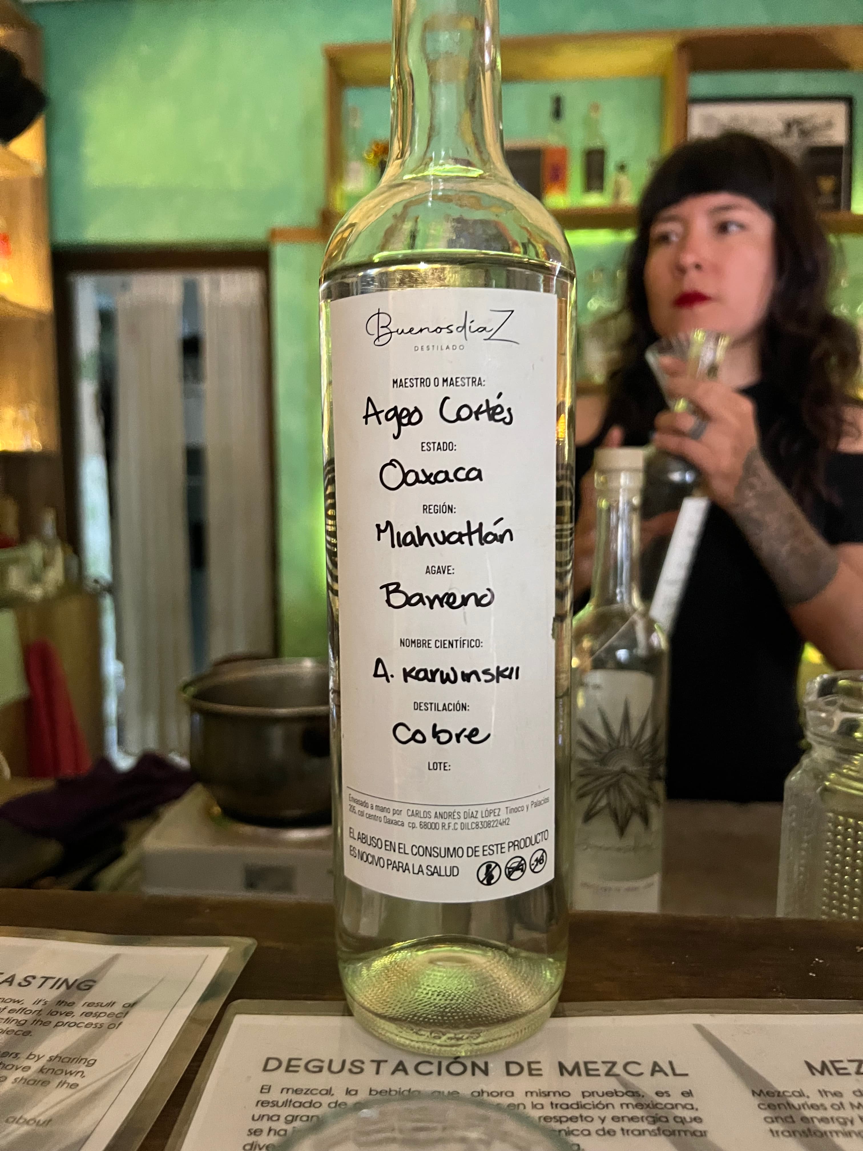 Mezcal selection at Sobrio