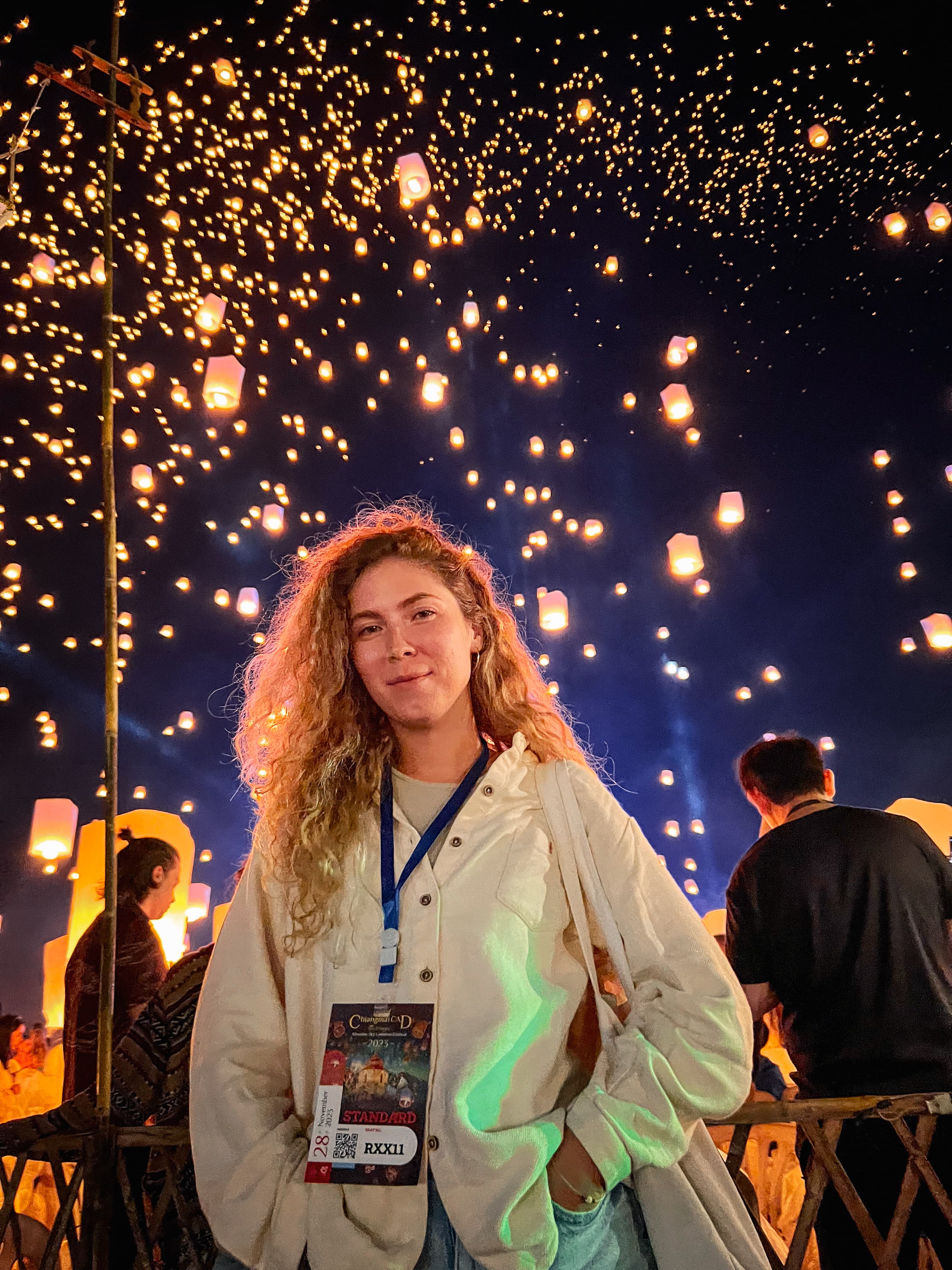 Releasing a sky lantern at Yi Peng festival, Chiang Mai