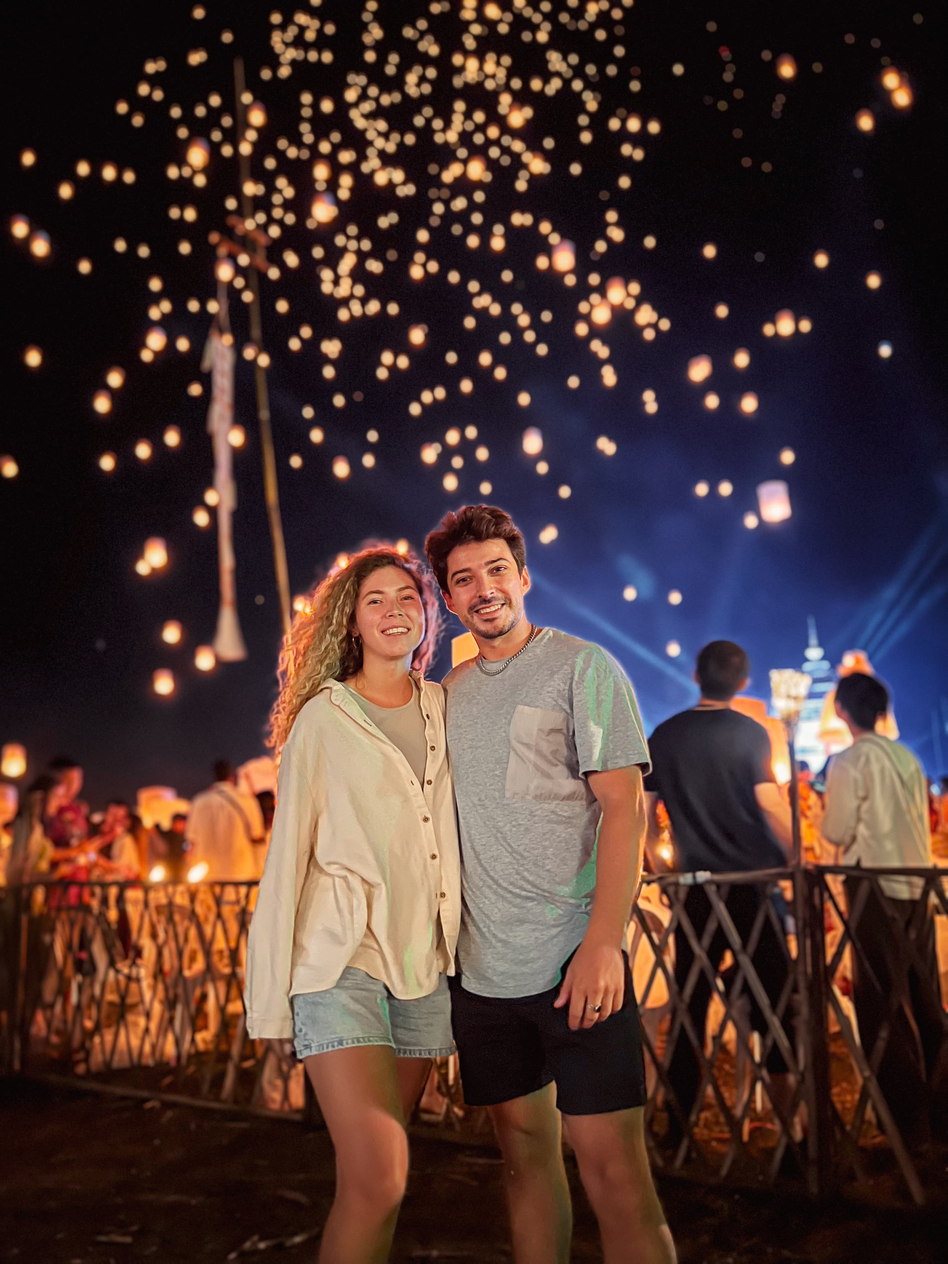 Yi Peng sky lanterns lighting up the night sky, Chiang Mai